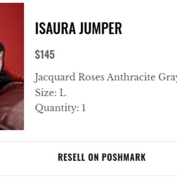 Sezane Isaura Jumper Jacquard Roses Anthracite Gray Background - Size L - Picture 2 of 7